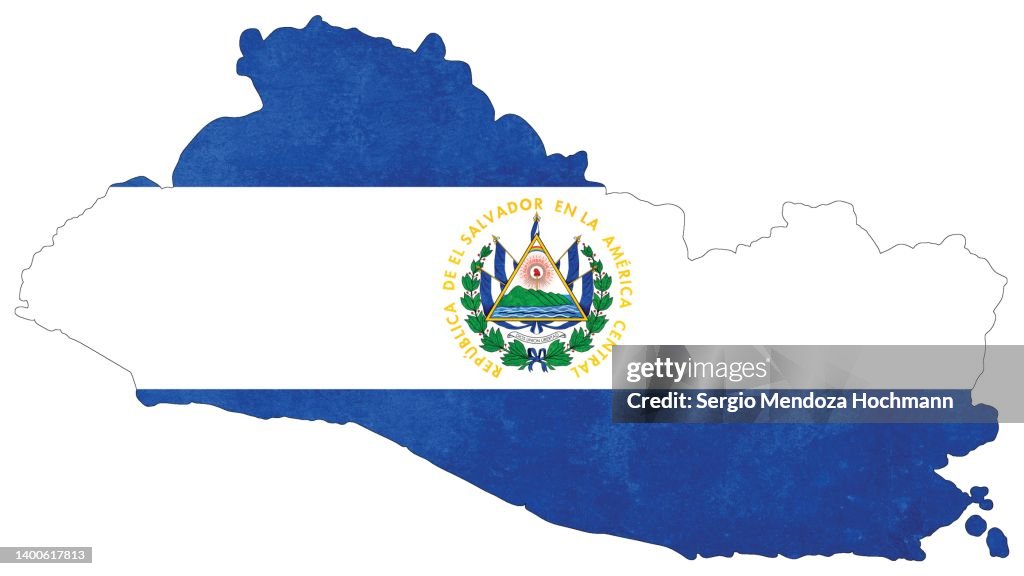 Map of El Salvador with a Salvadorean flag with a grunge texture