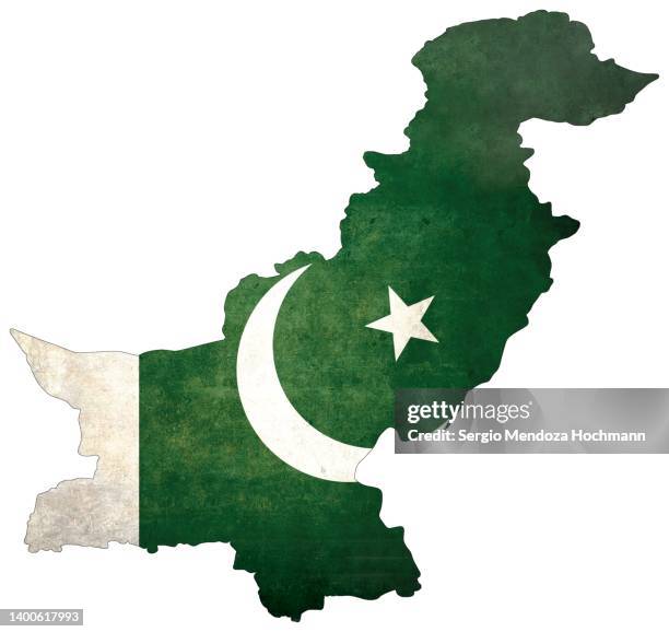 map of pakistan with a flag of pakistan with a grunge texture - pakistani flag imagens e fotografias de stock