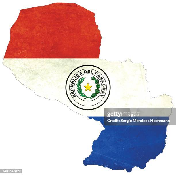 map of paraguay with a paraguayan flag with a grunge texture - paraguay map stock pictures, royalty-free photos & images