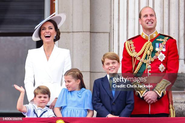 Prince Louis of Cambridge, Catherine, Duchess of Cambridge, Princess Charlotte of Cambridge, Prince George of Cambridge and Prince William, Duke of...