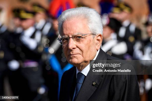 Italian President Sergio Mattarella attends the celebrations for the 76th anniversary of the proclamation of the Italian Republic , on June 2, 2022...