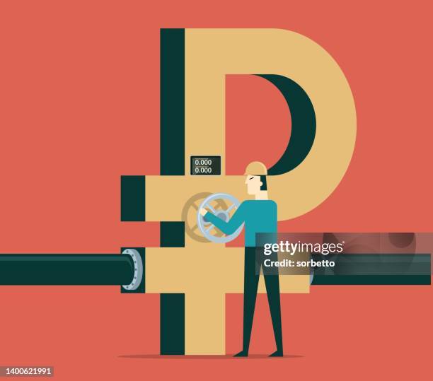 stockillustraties, clipart, cartoons en iconen met gasoline prices - ruble and petrol - consumer spending power weakens