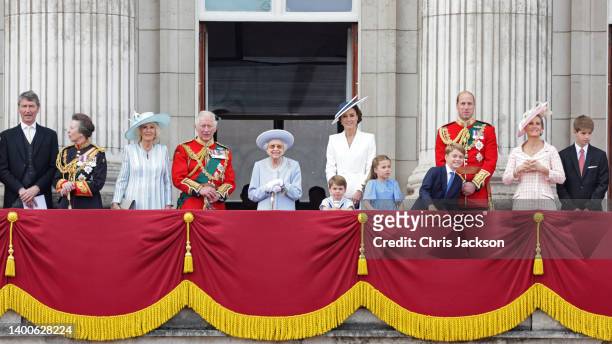 Timothy Laurence, Princess Anne, Princess Royal, Camilla, Duchess of Cornwall, Prince Charles, Prince of Wales, Queen Elizabeth II, Prince Louis of...