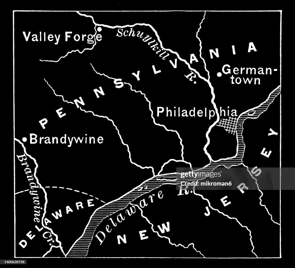 Old map of Battle of Brandywine, (September 11, 1777)