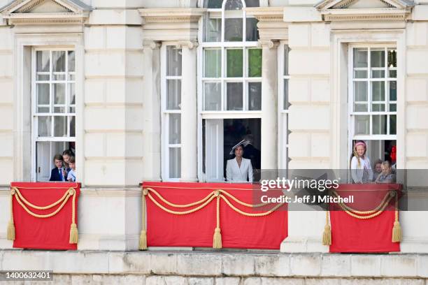 Catherine, Duchess of Cambridge, Princess Charlotte of Cambridge, Prince George of Cambridge and Prince Louis of Cambridge during the Trooping the...