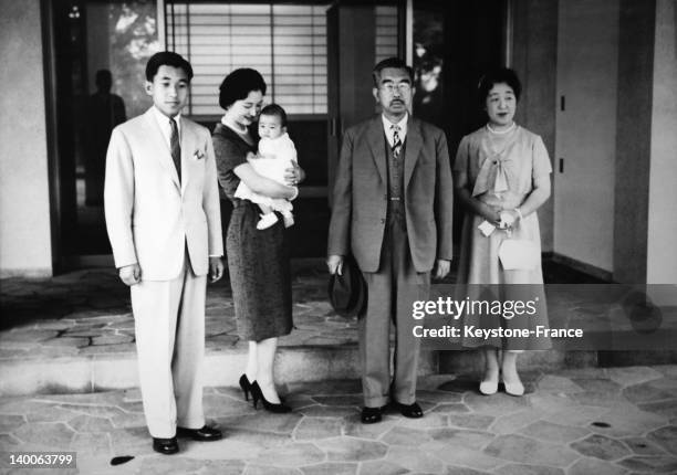 Emperor Hirohito and Empress Nagako during their visit to see their grandson Prince Naruhito and his parents, the Crown Prince Akihito and his wife...