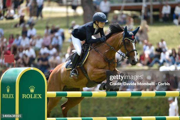 Edwina Tops-Alexander from AUS riding Identity Vitseroel during the Grand Prix Rolex CSIO Piazza di Siena on May 29, 2022 in Rome, Italy.