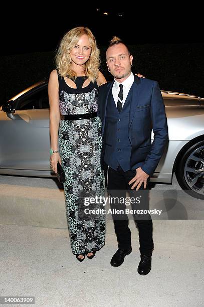 Actress Malin Akerman and Roberto Zincone arrive at Audi Arrivals at 20th annual Elton John AIDS Foundation Academy Awards viewing party on February...