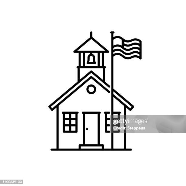 illustrazioni stock, clip art, cartoni animati e icone di tendenza di icona linea scuola - scuola comunale