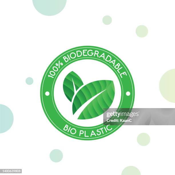stockillustraties, clipart, cartoons en iconen met 100% compostable and bio plastic icon. vector stock illustration - gear recycle logo