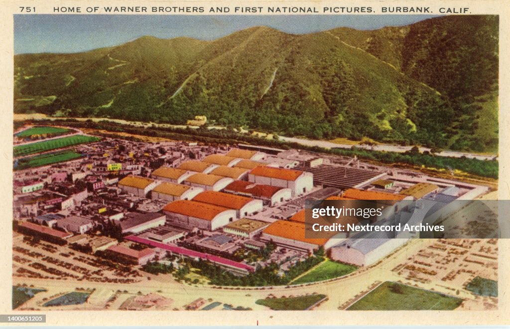 Vintage souvenir postcard, Warner Brothers Studios, Hollywood California series, ca 1943
