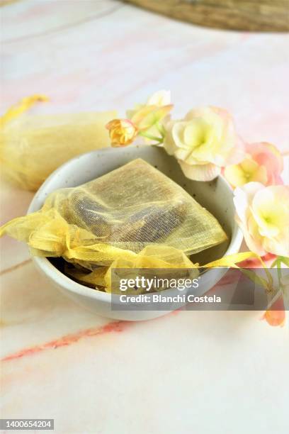 homemade chamomile soaps - chamomile tea bag stock pictures, royalty-free photos & images