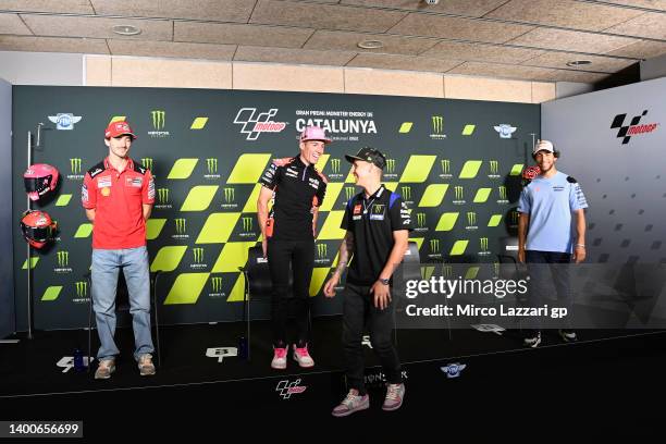 Francesco Bagnaia of Italy and Ducati Lenovo Team, Aleix Espargaro of Spain and Aprilia Racing, Fabio Quartararo of France and Monster Energy Yamaha...