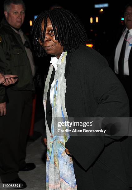 Actress Whoopi Goldberg arrives at Audi Arrivals at 20th annual Elton John AIDS Foundation Academy Awards viewing party on February 26, 2012 in...