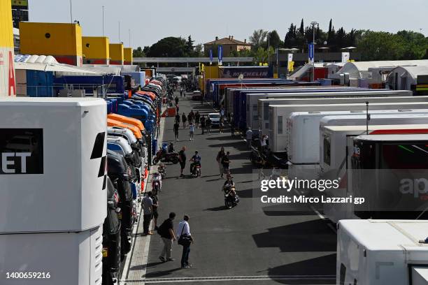 Ambiance in the main street of the paddock during the MotoGP of Catalunya - Previews at Circuit de Barcelona-Catalunya on June 02, 2022 in Barcelona,...