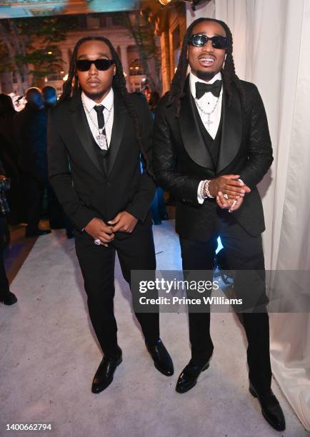 Takeoff and Quavo attend 2nd Annual The Black Ball Quality Control's CEO Pierre "Pee" Thomas Birthday Celebration at Fox Theater on June 1, 2022 in...