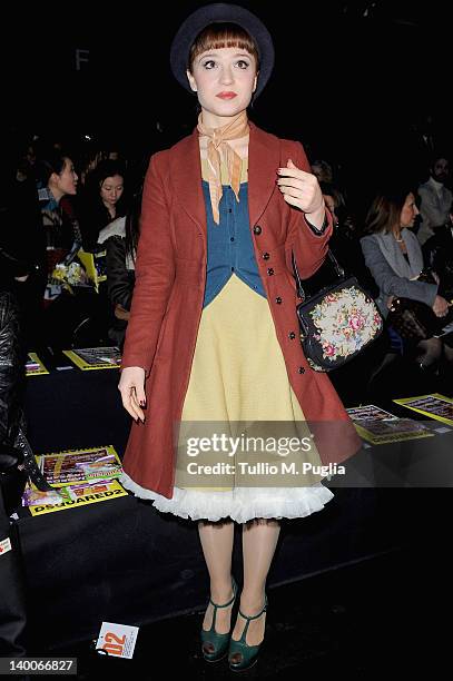 Janet Fischietto attends the Dsquared2 Autumn/Winter 2012/2013 fashion show as part of Milan Womenswear Fashion Week on February 27, 2012 in Milan,...