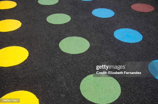 colorful dot game on street - kids on playground circle stock pictures, royalty-free photos & images