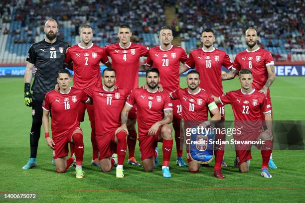 Players of Serbia pose for a team photograph prior to the UEFA Nations League League B Group 4 match between Serbia and Norway at Stadion Rajko Mitić...