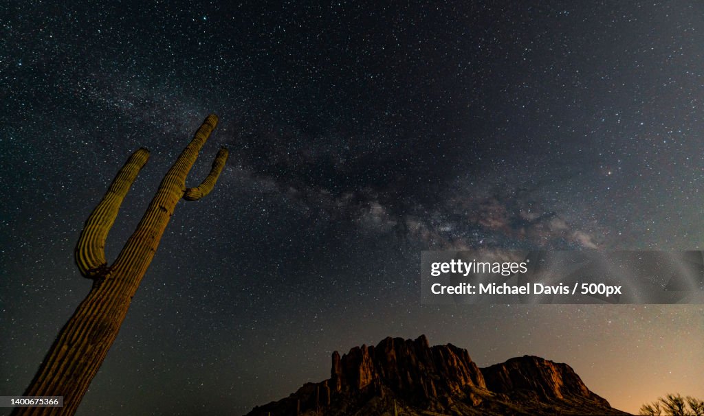 Low angle view of star field against sky at night,Lost Dutchman State Park,United States,USA