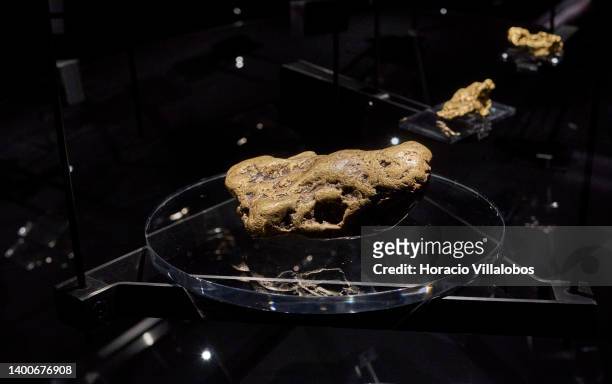 Gold nuggets on display at the Royal Treasure Museum in Ajuda National Palace on June 02, 2022 in Lisbon, Portugal. The Museu do Tesouro Real is a...