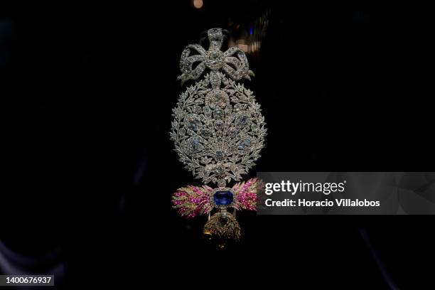 Jewels on display at the Royal Treasure Museum in Ajuda National Palace on June 02, 2022 in Lisbon, Portugal. The Museu do Tesouro Real is a giant...