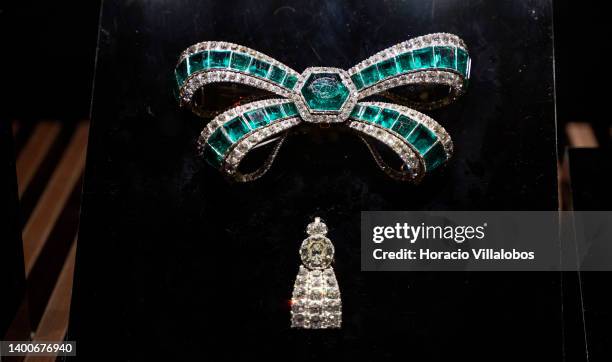 Jewels on display at the Royal Treasure Museum in Ajuda National Palace on June 02, 2022 in Lisbon, Portugal. The Museu do Tesouro Real is a giant...