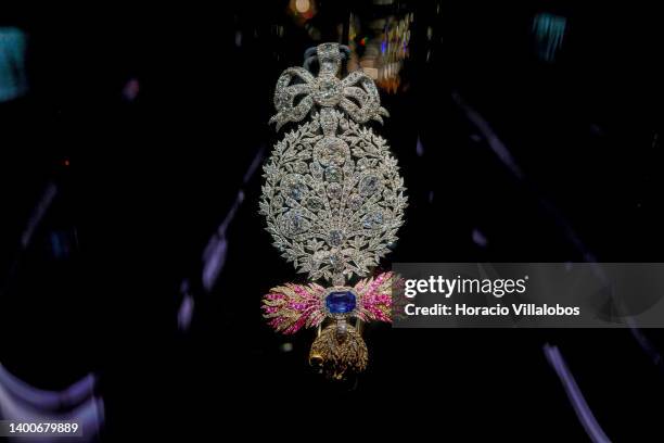 Jewels on display at the Royal Treasure Museum in Ajuda National Palace on June 02, 2022 in Lisbon, Portugal. The Museu do Tesouro Real is a giant...