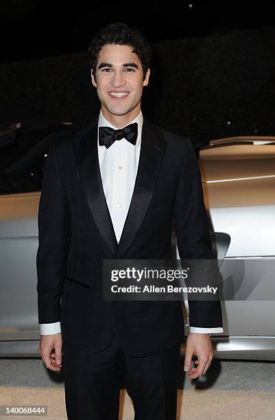 Actor Darren Criss arrives at Audi Arrivals at 20th annual Elton John AIDS Foundation Academy Awards viewing party on February 26, 2012 in Beverly...