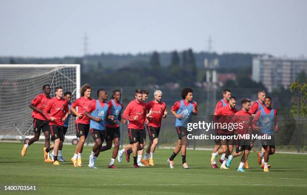Belgian players during a training session of the Belgian national soccer team " The Red Devils ", as part of preparations for the UEFA Nations League...
