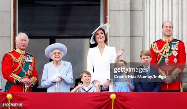 Prince Charles, Prince of Wales, Queen Elizabeth II, Prince Louis of Cambridge, Catherine, Duchess of Cambridge, Princess Charlotte of Cambridge,...