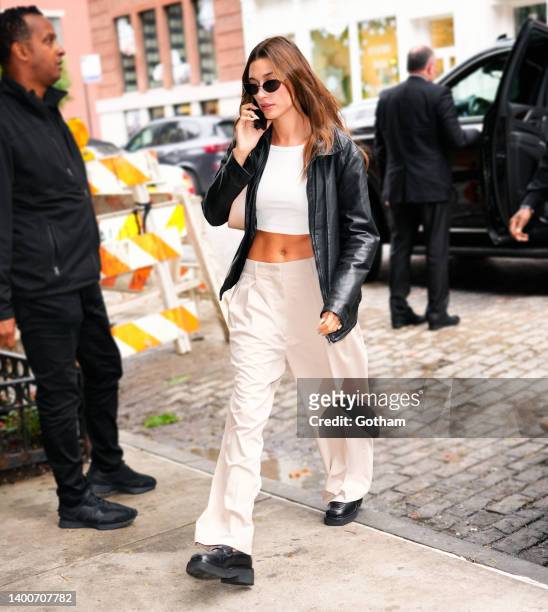 Hailey Bieber is seen on June 02, 2022 in New York City.