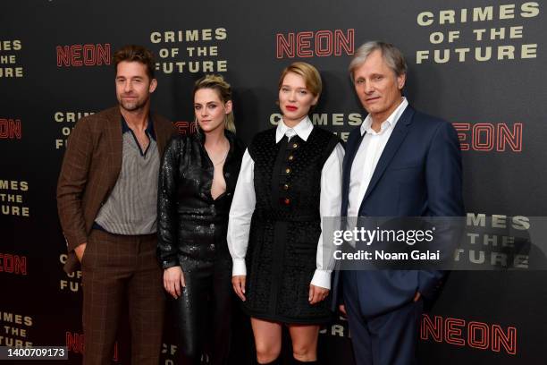 Scott Speedman, Kristen Stewart, Léa Seydoux and Viggo Mortensen attend "Crimes Of The Future" New York Premiere at Walter Reade Theater on June 02,...