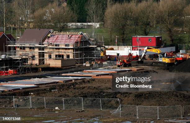 Construction work in progress at the New Heritage Collection the Hayes Green development, a joint venture between Redrow Plc and Taylor Wimpey Plc,...