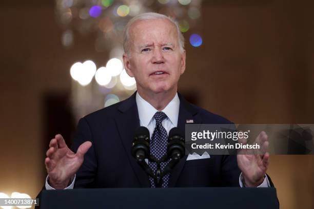 President Joe Biden delivers remarks on the recent mass shootings from the White House on June 02, 2022 in Washington, DC. In a prime-time address...