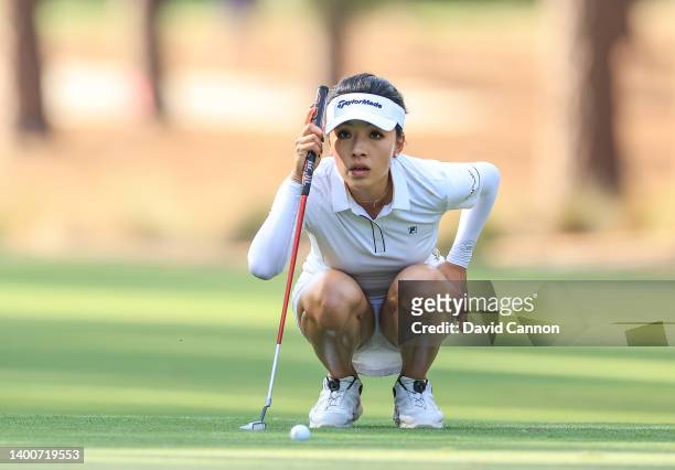 Muni He of China lines up a putt on the 17th hole during the first round of the 2022 U.S.Women's Open at Pine Needles Lodge and Golf Club on June 02,...