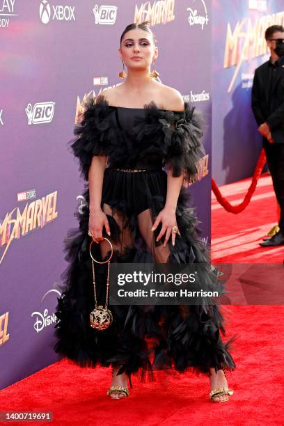 Yasmeen Fletcher attends the premiere for Disney+ and Marvel's "Ms. Marvel" at El Capitan Theatre on June 02, 2022 in Los Angeles, California.