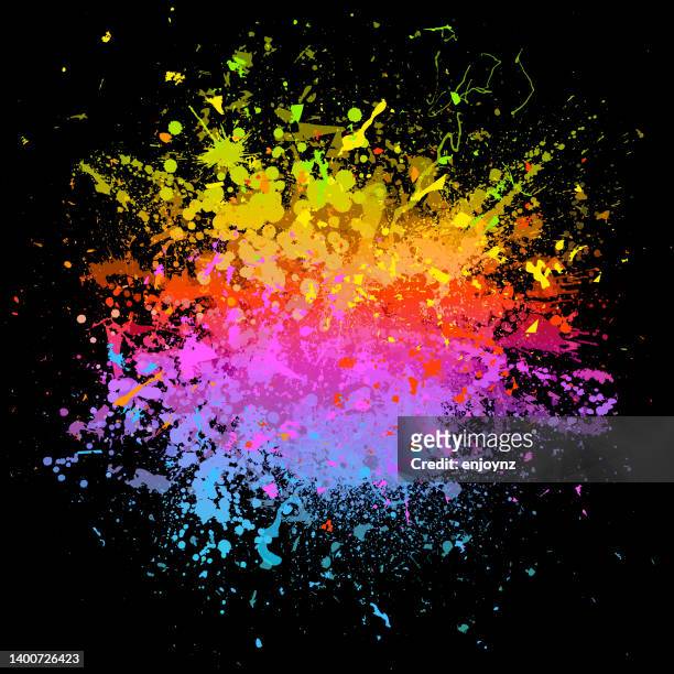 helle bunte regenbogenfarbe und konfetti splash abstrakte vektor-illustration - confetti explosion stock-grafiken, -clipart, -cartoons und -symbole