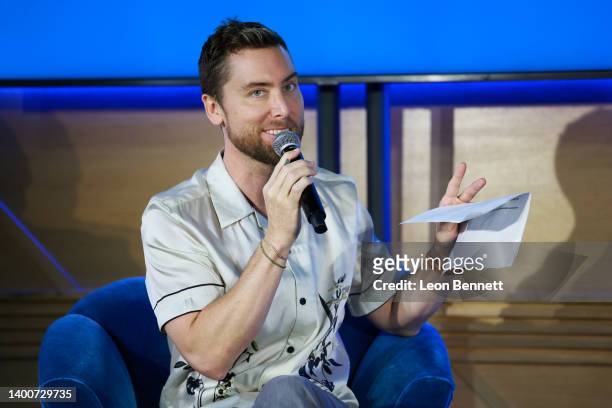 Lance bass speaks onstage during the Environmental Media Association IMPACT Summit And Cocktail Reception at Pendry West Hollywood on June 02, 2022...