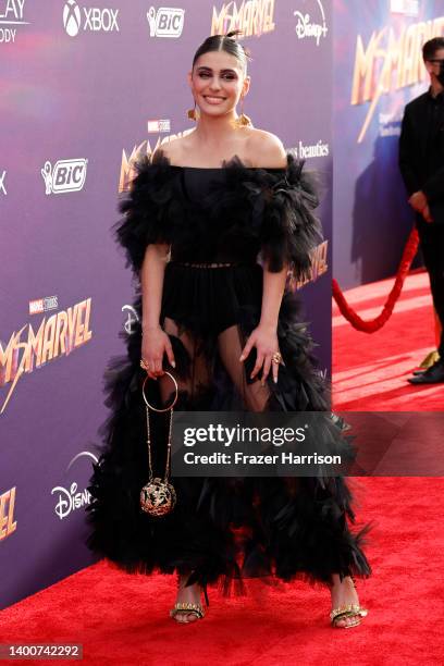 Iman Karram attends Disney+ and Marvel's new Television Series "Ms. Marvel" premiere at El Capitan Theatre on June 02, 2022 in Los Angeles,...