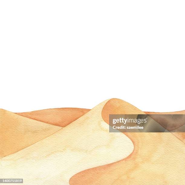 watercolor desert background - hill range stock illustrations