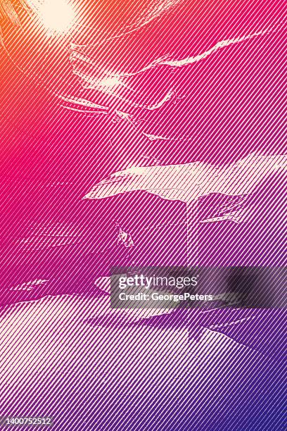antelope canyon with sunbeams - antelope canyon purple stock illustrations