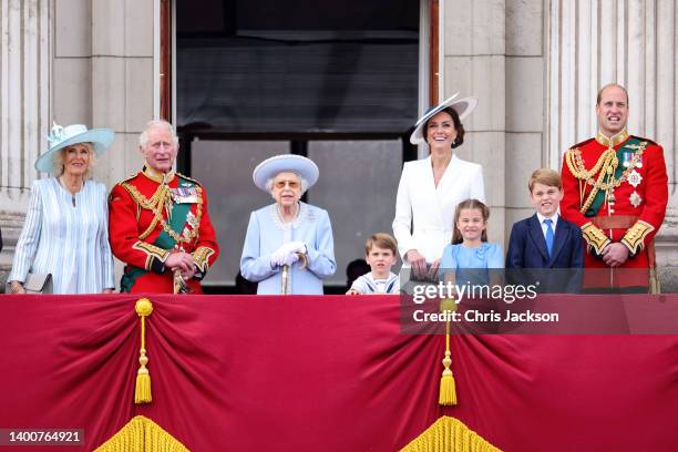 Camilla, Duchess of Cornwall, Prince Charles, Prince of Wales, Queen Elizabeth II, Prince Louis of Cambridge, Catherine, Duchess of Cambridge,...