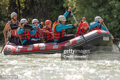Person Rowing A Raft Group Of People Rowing Their Raft In River High-Res Stock Photo - Getty ...