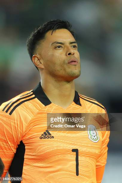 Goalkeeper Alfredo Talavera of Mexico stands for their national anthem before to the friendly match between Uruguay and Mexico at State Farm Stadium...