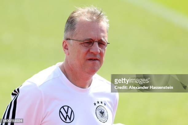 Prof. Dr. Tim Meyer looks on duirng a training session of the German national soccer team at Adi-Dassler-Stadion of adidas Herzo Base global...
