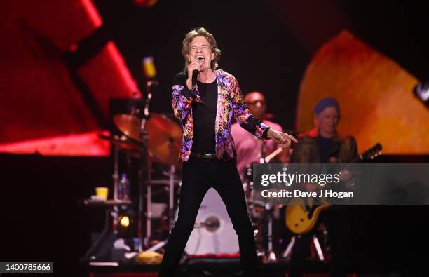 Mick Jagger performs during Rolling Stones' "Sixty Stones Europe 2022" Tour - Opening Night at Wanda Metropolitano Stadium on June 01, 2022 in...