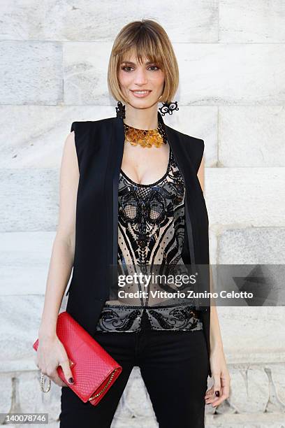 Gaia Bermani Amaral attends the Roberto Cavalli Autumn/Winter 2012/2013 fashion show as part of Milan Womenswear Fashion Week on February 27, 2012 in...