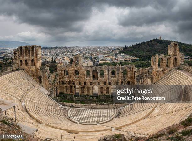 acropolis amphitheatre - odeon stock pictures, royalty-free photos & images