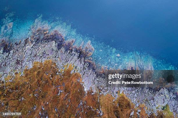 shoreline detail from the air - geology water stock pictures, royalty-free photos & images